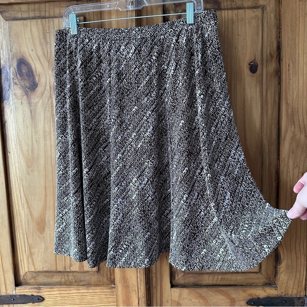Liz & Co. A-Line Skirt Brown and Beige  - Size Large